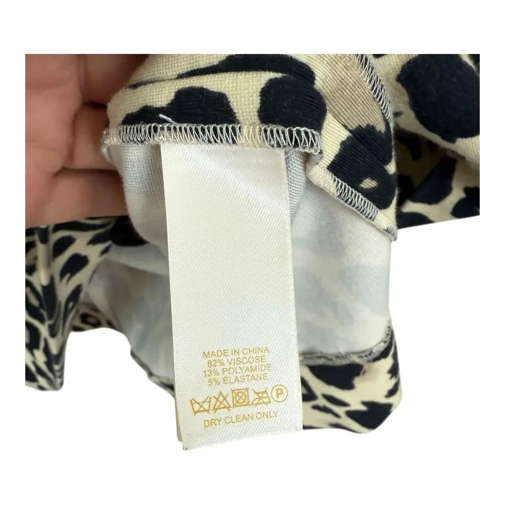 Kate Spade Dress Leopard Print Sheath Sz 8 Zip Back Short Sleeves Stretch